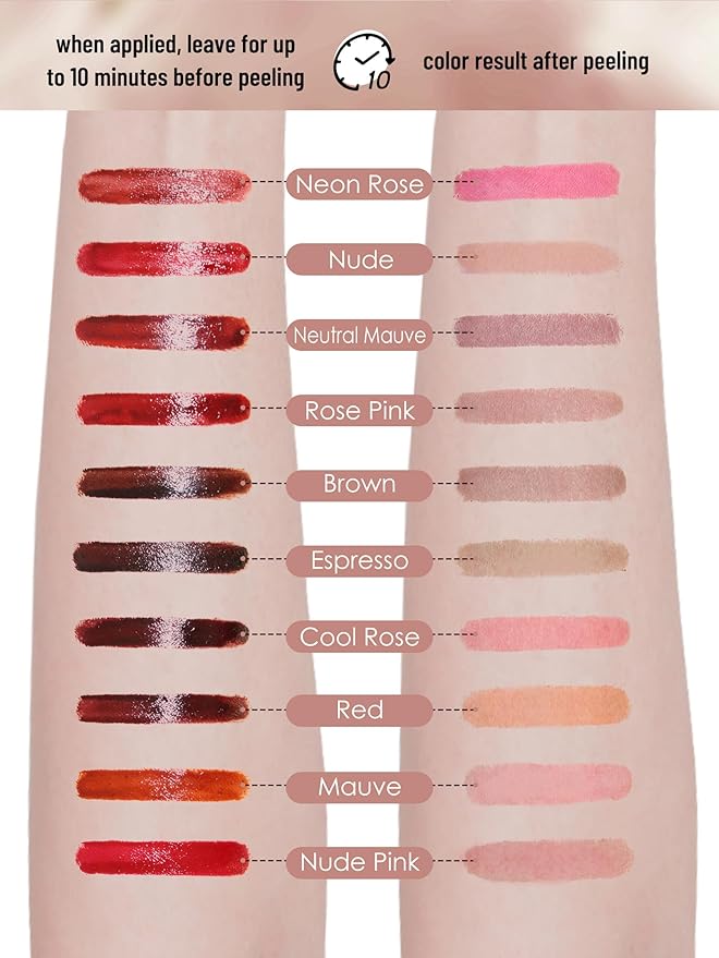 Lip Stain Peel Off Lip Liner Stain with Tweezer, Long Lasting Matte Lip Tint Tattoo, Highly Pigmented Color Lip Makeup, Waterproof Lipstick, Transfer-proof Lipstain for Women, Mauve