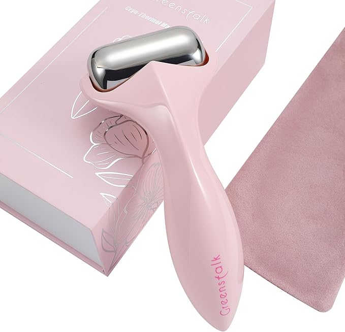 Greenstalk Ice Roller for Face & Eyes – Medical-Grade Stainless Steel Cooling Face Roller for Puffiness Relief, Dark Circles, Skincare Routine – Dual Cold & Warm Therapy, Ergonomic Design