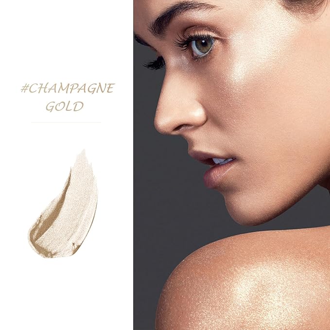Highlighter Makeup Palette Shimmer Contour Palette Powder for Brighten Face Contour Gold Cheek Highlight Makeup,Long Lasting Highlighter Powder with Mirror for Illuminator Makeup(CHAMPAGNE GOLD)