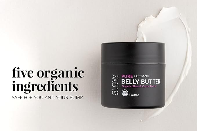 Belly Butter for Pregnancy, 100% Organic Stretch Mark Cream, Maternity Skincare for Itchy Skin & Scars, Safe Daily Ritual for Moms, 3.8oz