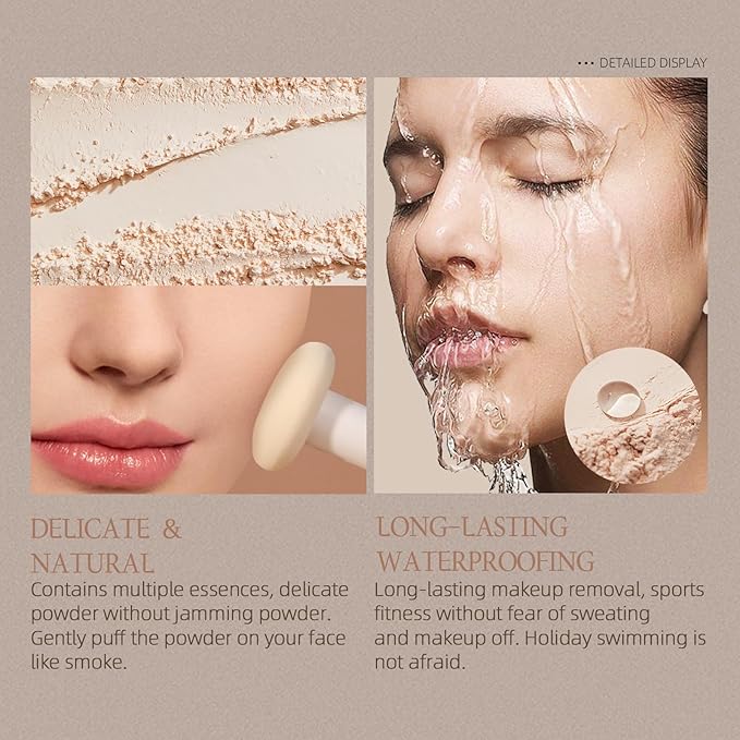 Nude Translucent Makeup Setting Powder, Waterproof High-Definition Traceless Powder Matte Setting Makeup, Long-Lasting Oil Control, Minimizes Pores and Fine Lines Loose Cosmetics, 03