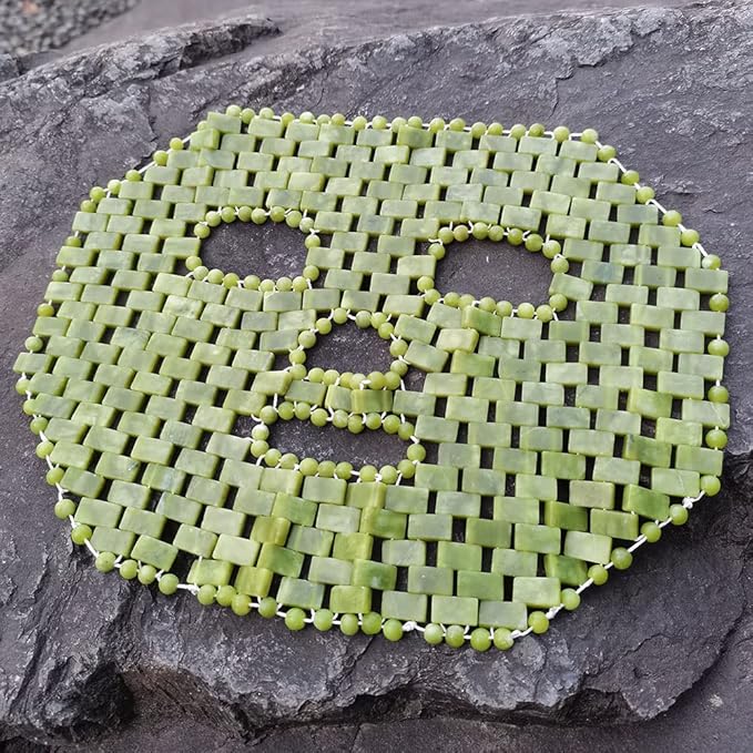 Jade Facial Mask,Natural Stone Jade Sleep Mask,Anti-Aging Jade Eye Mask Massage Tools for Puffy Eyes Dark Circles