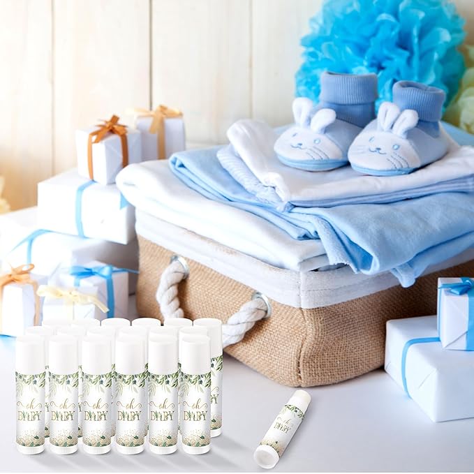 40 Pieces Lip Balm Bulk Baby Shower Jasmine Lip Balm Favors Floral Moisturizing Lip Balm for Women Children Men Girl kids Gender Reveal Favors Gift Baskets (Leaves)