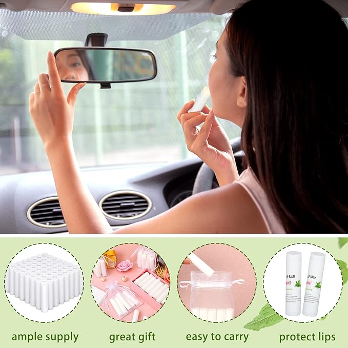 Demissle 150 Pcs Unlabeled Lip Balm Bulk Chapped Stick Blank Mini Lip Balm Gifts Moisturizing Lip Balms Favors for Women Homeless Wedding Bridal Shower Favors Baby Shower Guests Favors(Mint)