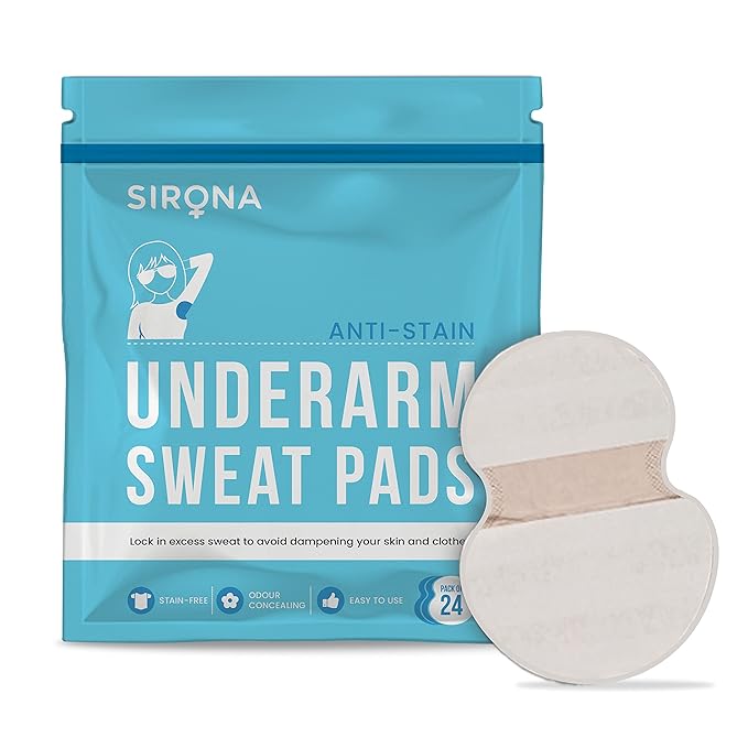Sirona Disposable Underarm Sweat Pad - 24 Pad, Antiperspirant Absorbent Odour Blocker Pads Armpit Dress Shields | Anti Sweat Arm Pits Pads For Women And Men
