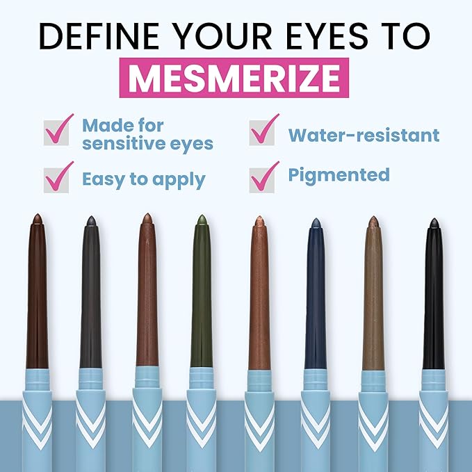 PrimeEyes Glide Eyeliner for Mature Women – Waterproof, Long-Stay and Mess-Proof – Gel Creme Texture, Discreet Sharpener and Effective Smudger (Mocha Shimmer)