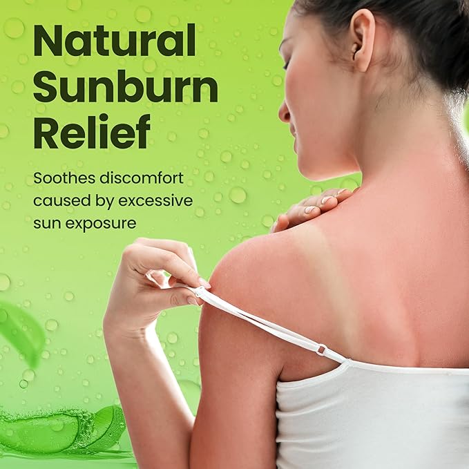 Organic Aloe Vera Gel - 100% Pure for Skin, Sunburn Relief & Face Moisturizer - Extracted from Aloe Vera Plant with Manuka Honey, Orchid & Apple Stem Cells - Everyday Use - 64 fl oz