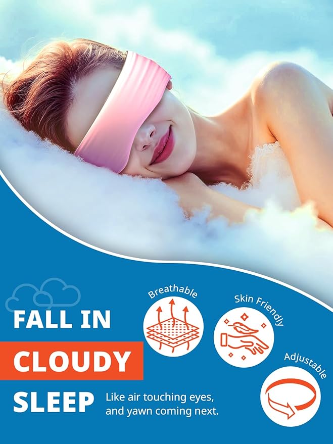 Sleep Mask, Eye Mask for Sleeping, Upgrade Ultra-Soft Blackout Eye Cover for Women Men, Wider Adjustable Strap for Side Sleeper, Travel, Nap, Yoga, Relief Eye, Navy Blue