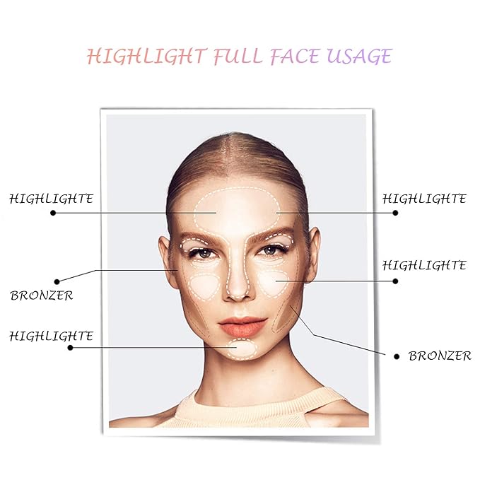 Highlighter Makeup Palette Shimmer Contour Palette Powder for Brighten Face Contour Gold Cheek Highlight Makeup, Long Lasting Highlighter Powder with Mirror for Illuminator Makeup (NUDE PINK)