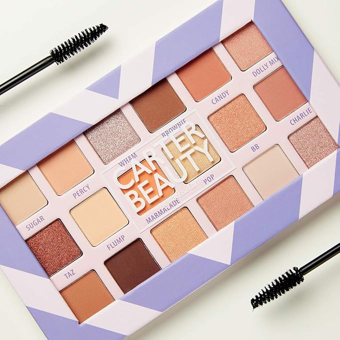 Carter Beauty 18 Shade Eyeshadow Palette | Long Lasting Eye Shadow Makeup | Shimmer & Matte Vibrant Colors (Sweet Apricot)