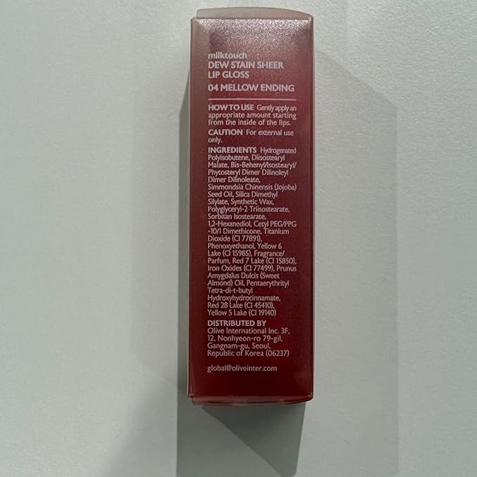 MILKTOUCH Dew Stain Sheer Lip Gloss (04 Mellow Ending, 0.14 Fl Oz (Pack of 1))