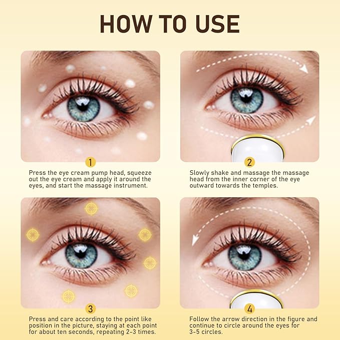 Retinol Eye Cream for Dark Circles Puffiness, Under Eye Cream Anti Aging Eye Cream Reduce Wrinkles & Fine Lines, 5% Caffeine Eye Cream with Eye Massage Wand, Perfect Gifts