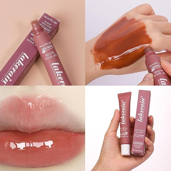 Lip Butter Balm, Day/Night Hydrating Lip Mask, Moisturizing Lip Balm Butter, Ultra-Nourishing Lip Care Moisturizer, Lip Butter Gloss Shine Lip Glow Oil Makeup#2 Vanilla Beige