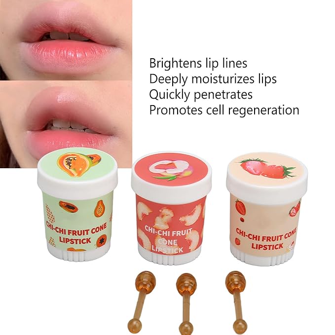 Lip Care Balm, Ice Cream Shape 3 Scent Lip Balm Pot Refreshing for Daily Care