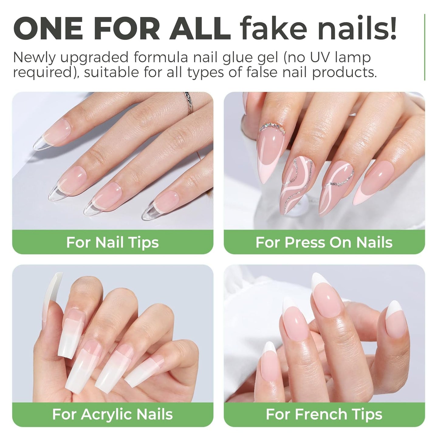 UNA GELLA Gel Nail Glue for Press Ons: 10s Fast Dry No U V Lamp Needed Glue Gel, 3pcs*5ml Upgrade Super Strong Nail Adhesive for Press on Nails, Nail Tips&Acrylic Nails-Maximum Strength, Long-lasting