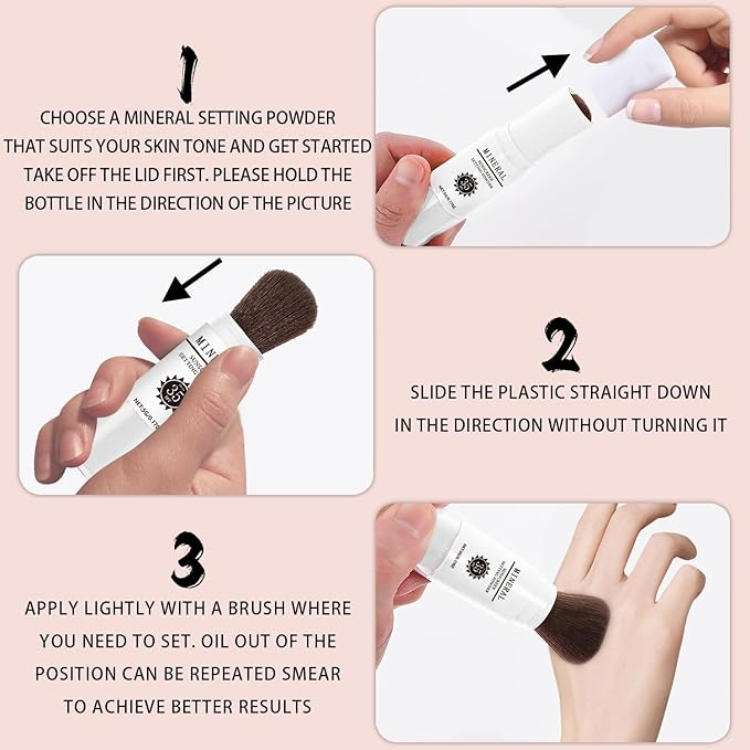 Mineral Sunscreen Setting Powder, SPF 35 Translucent Loose Powder, Mineral Brush Powder, Oil Control Natural Matte Finish, Lasting Lightweight Breathable for All Skin (#04 Pink Complexion)