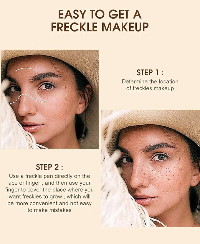 Freckle Pen 4 Colors Available, Natural Lifelike Freckle Makeup Pen, Waterproof Long Lasting Quick Dry - Light Brown, Natural Coffee, Chestnut, Dark Brown (2Pack) (3-Chestnut + 4-Dark Brown)