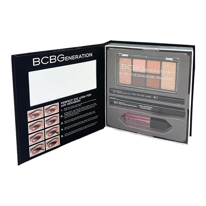 Natural Complete Eye and Lip Set - Includes Eyeshadow Palette, Eye Liner, Mascara, Lip Oil - 4 pcs