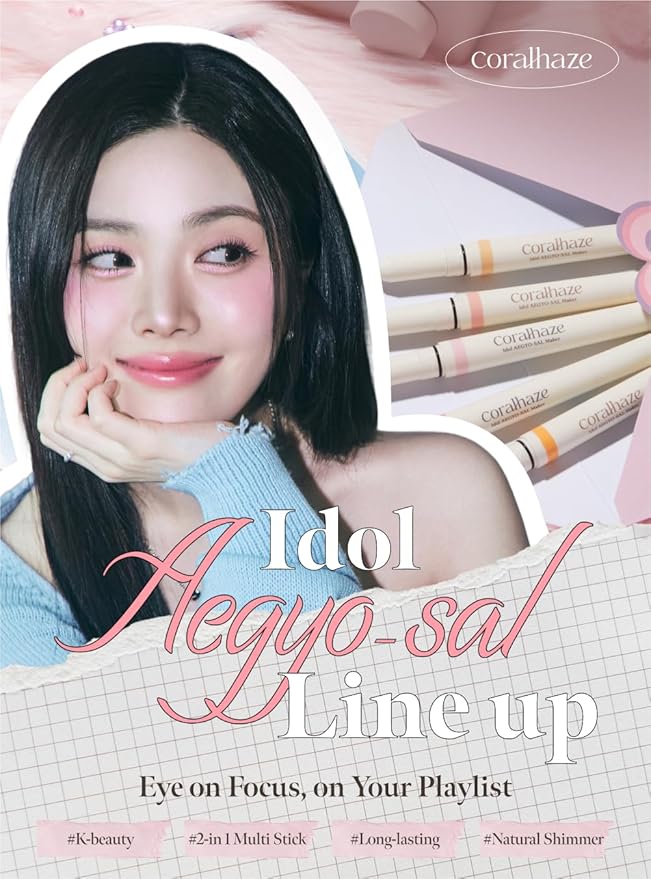 CORALHAZE Idol AEGYO-SAL Maker 04 Ice Berry, 2-in-1 Under-Eye Highlighter and Contour Liner for Bright, Voluminous Eyes, Long-Lasting, Smudge-Proof Shimmer Stick with Natural Glow, Korean Beauty