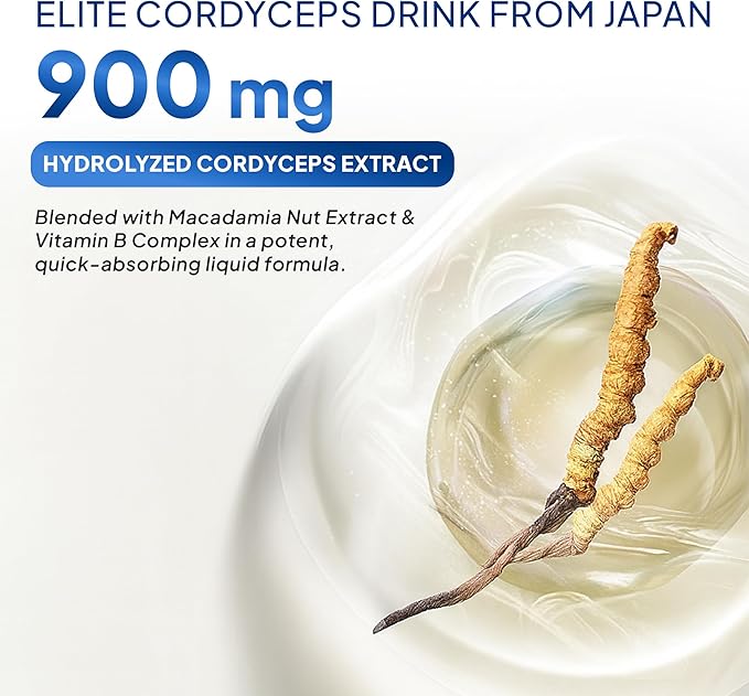 FINE JAPAN Cordyceps Plus: Premium Cordyceps Mushroom Extract and Macadamia Blend - Smart Drops Adaptogenic Mushrooms, Organic Mushroom Supplement for Energy & Immunity, Liquid Cordyceps (Pack of 10)