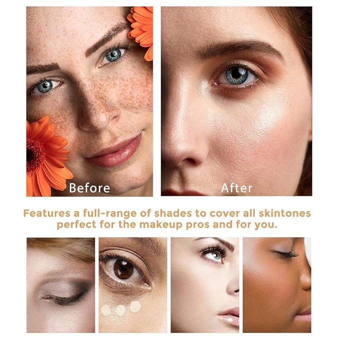 TLM Color Changing Foundation,Nude Makeup Color Changing Concealer,2Pack,All Day Flawless Moisturizing Oil Control Concealer Full Coverage Liquid Foundation Hides Lines