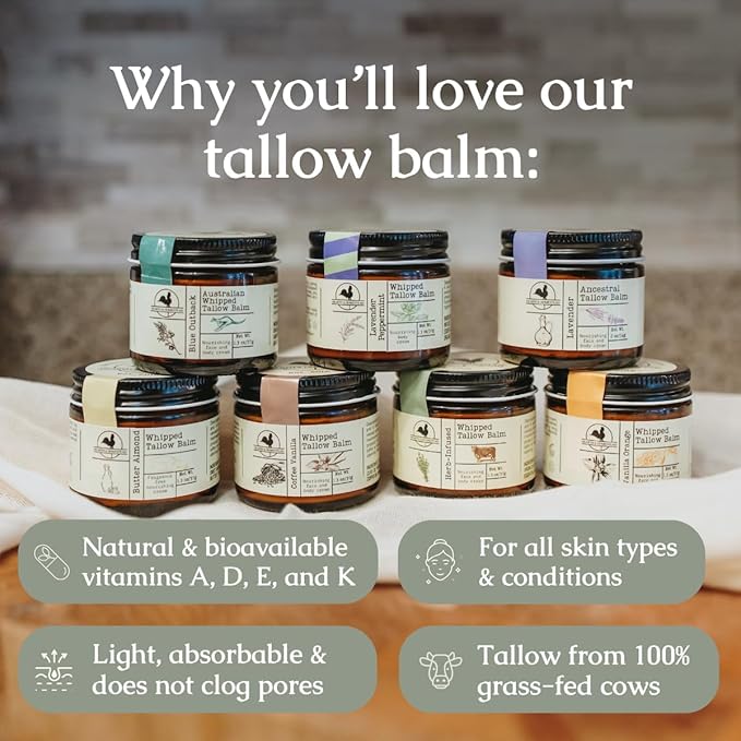 Handmade Whipped Tallow Balm (Butter Almond): Fragrance-Free, No Essential Oils - 1.3 oz