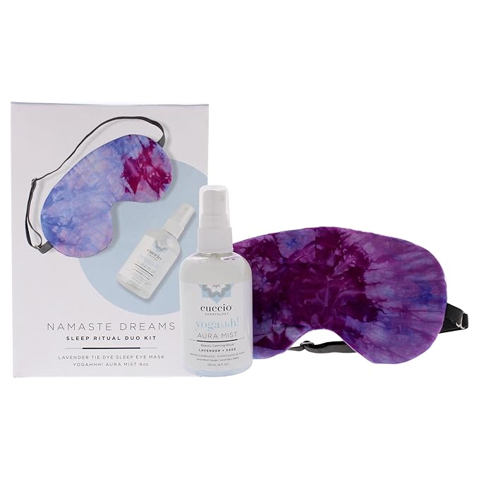 Namaste Dreams Duo Kit for Unisex - 2 Pc 4oz Yogahhh Aura Mist, 1 Pc Lavender Tie Dye Sleep Eye Mask