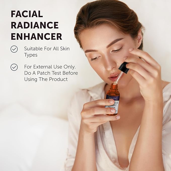 VALITIC Vitamin C Serum - Anti Aging and Dark Spot Remover for Face, Skin Care with Hyaluronic Acid, Collagen, Kojic Acid, Turmeric Oil - Brightening Face Serum 1 fl oz