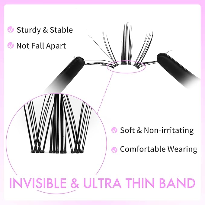 VEYESBEAUTY Lash Clusters Kit Eyelash Extensions Thin & Invisible Band DIY Individual False Eyelashes Newbie's Five-Second Series Wispy Lash Tray for Self-application, Manga Lash 8-18mm Mixed Length