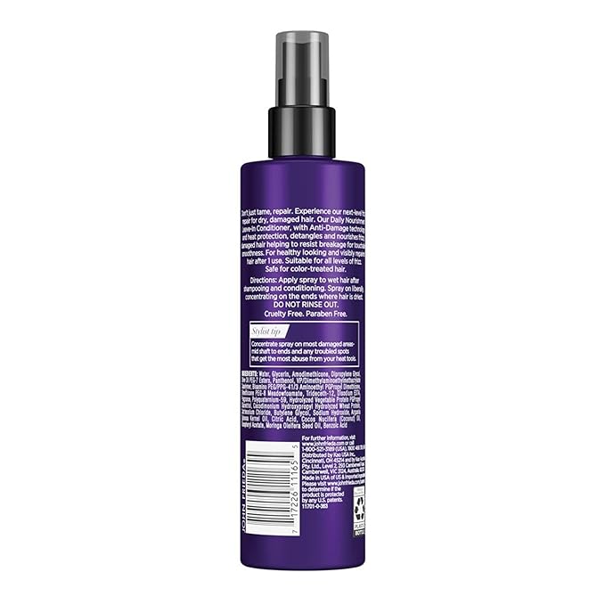 John Frieda Frizz Ease Daily Nourishment Leave-In Conditioner, Detangles Frizzy, Damaged Hair, Reduces Breakage, Protects Against Heat, with Vitamins A, C, E & Green Tea Extract, 8 Oz, Pack of 2