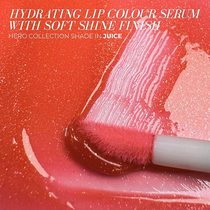 FITGLOW Beauty Lip Colour Serum | Hydrating Lip Gloss | Plumping Anti-Aging Lip Treatment | Natural Shine with Pomegranate Sterols & Collagen | Buildable Color for Dry Chapped Lips | Juice - 10g