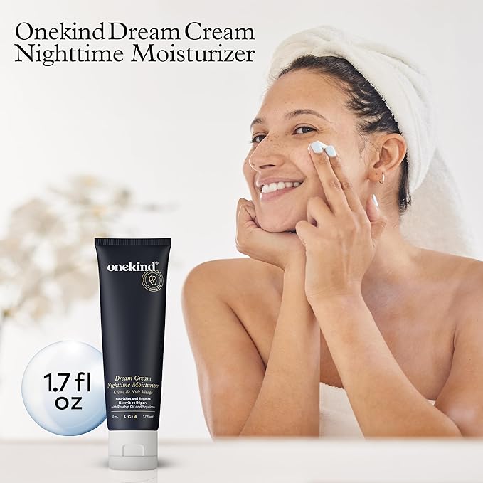 Onekind Dream Cream Night Moisturizer – Hydrating Anti-Aging Face Cream with Squalane, Rosehip & Shea Butter – Fragrance-Free, Vegan, for Dry & Sensitive Skin – 1.7 oz