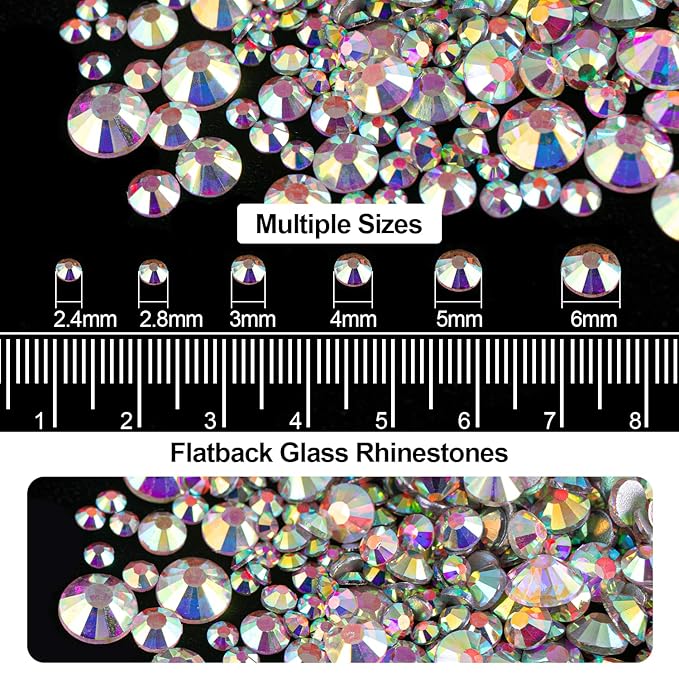 Flat Back Rhinestone Kits Colorful Rhinestones+Crystal AB Gems With Picker Pencil And Tweezer For Home DIY And Professional Nail Art