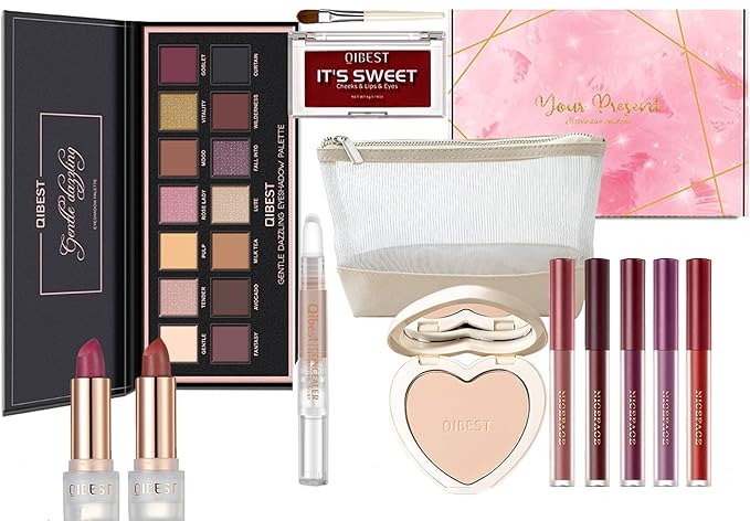 40 Colors Eyeshadow Palette All-in-one Holiday Makeup Gift Set | Full Makeup Kit for Women Essential Starter Bundle Include Eyebrow Pencil Eyeliner Mascara Soft Eye Shadow Brush