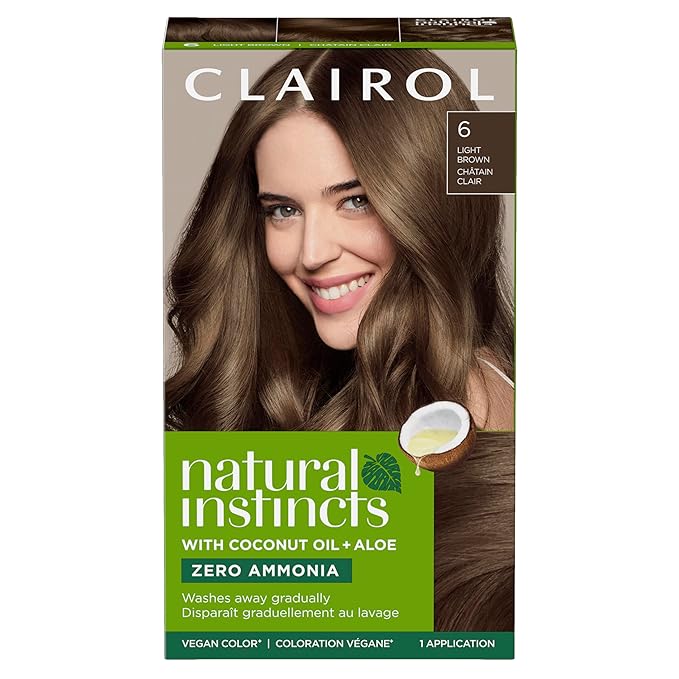 Clairol Natural Instincts Demi-Permanent Hair Color, 6 Light Brown Hair Color, Pack of 1