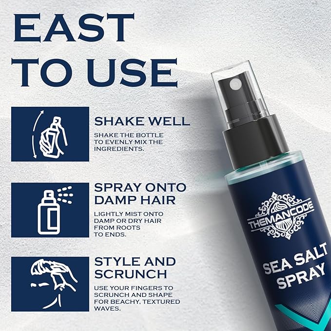 Sea Salt Spray for Men, Travel Essentials, Beach Vacation Essentials, Travel Size Beachy Hair Texturizing Hairspray, Surf Spray Adds Instant Volume, Men Gift Ideas, 3.38 fl oz