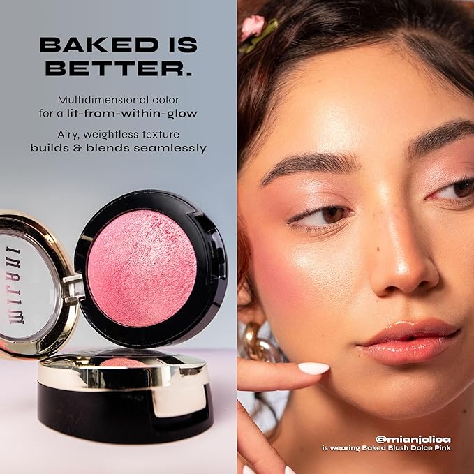 Milani Baked Blush, Powder Blush for Cheeks, Cruelty Free Makeup - Shape, Contour & Highlight Face for a Shimmery or Matte Finish -Luminoso