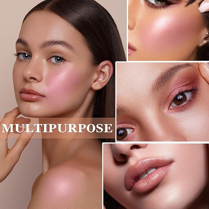 Cream Blush Stick with Brush,Waterproof Multi Cream Makeup Stick,Lightweight,Long-lasting,2 in 1 Multi Blush for Cheeks & Lip Tint & Eyeshadow Makeup(#01 Milk Tea Pink)