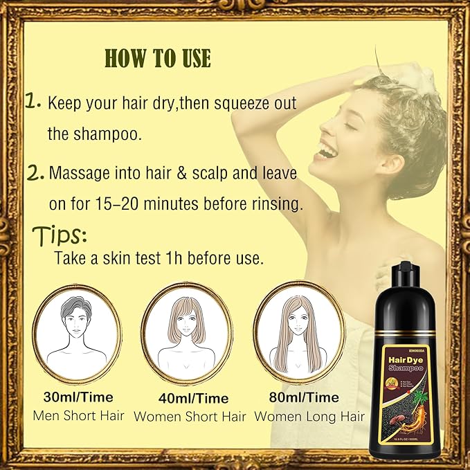 Cherry Brown Hair Dye Shampoo 3 in 1 - Champu Para Pintar el Cabello, Herbal Brown Hair Dye for Women Men, Hair Color Shampoo