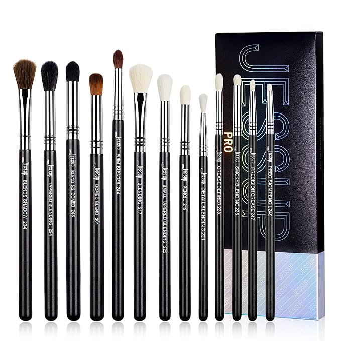 Jessup Eye Makeup Brushes Set Professional Blending Brush for Makeup Eyeshadow 13pcs Premium Synthetic Blender Brush Makeup Black T338