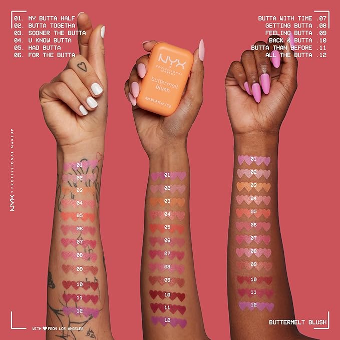 NYX PROFESSIONAL MAKEUP Buttermelt Powder Blush, Fade and Transfer-Resistant Blush, Up to 12HR Make Up Wear, Vegan Formula - Butta With Time