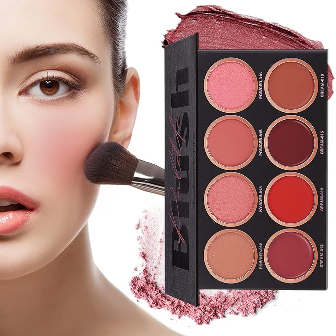 8 Colors Blush Palette,Vegan, Cruelty Free & Hypoallergenic,Women Facial Makeup Plate,Skin Tone Enhancing-Meiyugo