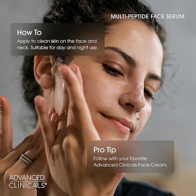 Advanced Clinicals Hyaluronic Acid Moisturizer Face Serum + Collagen Peptide Facial Serum Skin Care Set | Hydrating Serums For Diminishing Appearance Of Wrinkles, Dry Skin, Fine Lines, Set Of 2