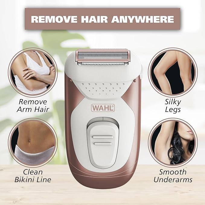 Wahl Smooth Confidence Ladies Waterproof Cordless Battery Shaver for Legs, Bikini Line, and Armpits - Model 7067