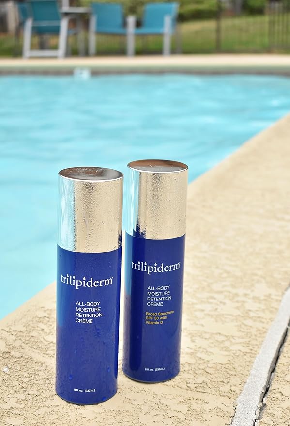 Trilipiderm Weekender Bundle – All-Body Moisture Retention Crème Broad Spectrum SPF 30 with Vitamin D and All-Body Moisture Retention Crème, 8 Ounce Airless Pump Bottles