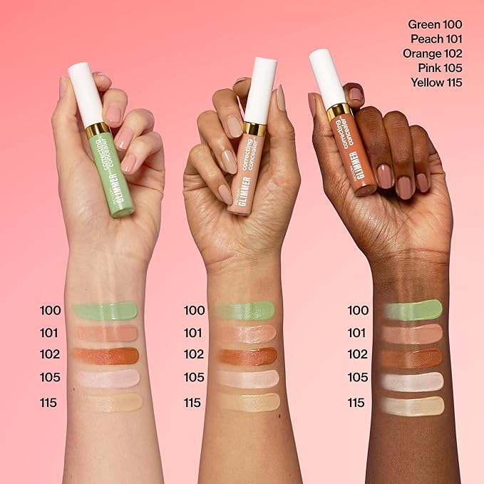 Revlon Glimmer Correcting Concealer, Liquid Under Eye Makeup, Made with Caffeine, Vitamin C, & Stevioside, 115 Yellow, 0.3 fl oz