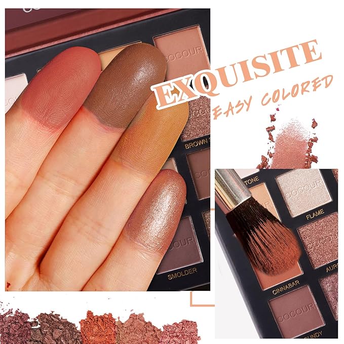 Rechoo 16 Colors Eyeshadow Make-up Palette Neked, Nude Brown Color Matte Shimmer Eye Shadow, High-Pigmented Eyeshadow Neutral, Long-lasting Powder Eyeshadow Palette for Daily and Smokey Make-up