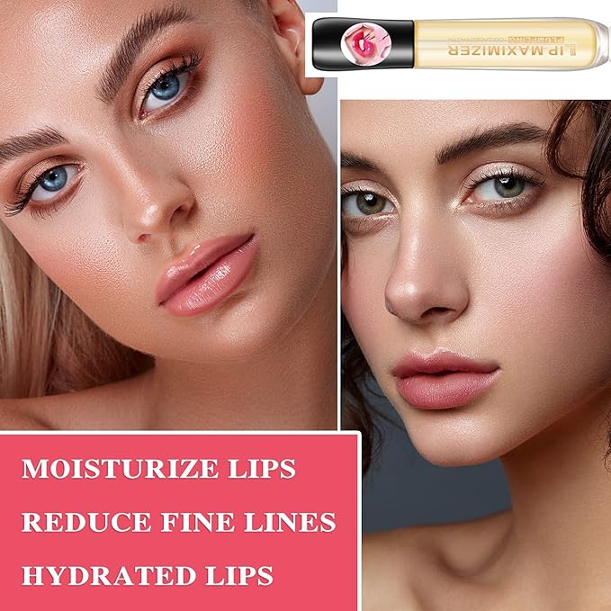 Lip Plumper Lip Gloss,Moisturizing Lip Oil Lip Plumper Gloss Lip Plumping Lip Care Serum Instant Volume Lip Filler Lip Maximizer Balm Plumper Reduce Fine Lines & Improve Dryness Wrinkles