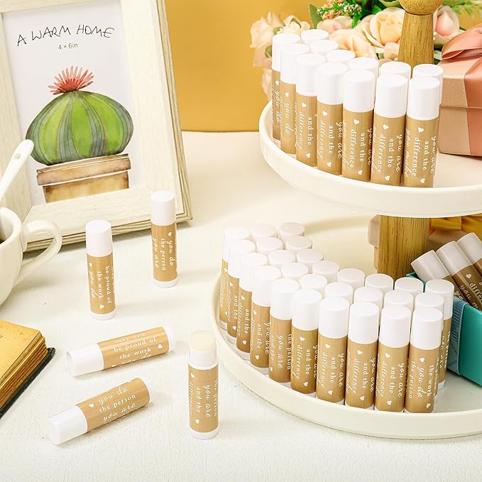 Demissle Thank You Gifts for Coworker Lip Balm Bulk Set Inspirational Appreciation Gifts Leaving Farewell Gifts Vanilla Ingredients Lips Care Products for Friends Teacher Worker Employee (12 Pcs)