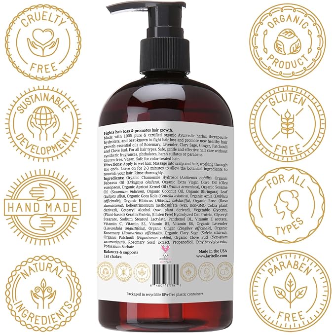 Organic Anti-Thinning Conditioner | Fortifying, Strengthening & Rejuvenating | Prevents Hair Loss and Shedding, Promotes New Hair Growth | Ayurvedic Herbs, Lavender, Ginger, Rosemary